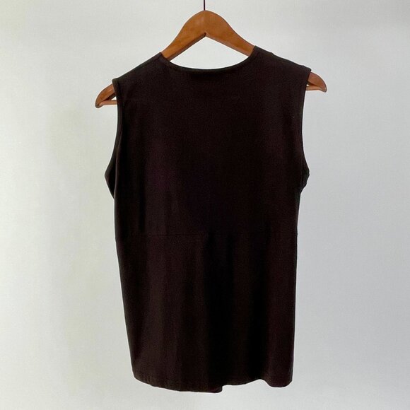 Luca D'Altieri Chocolate Brown Lightweight Sleeveless V Neck Tank Top, Size S - Picture 7 of 8